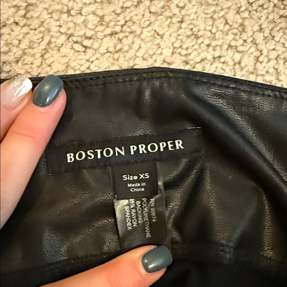 Boston Proper Black Faux Leather Pants - Picture 3 of 4